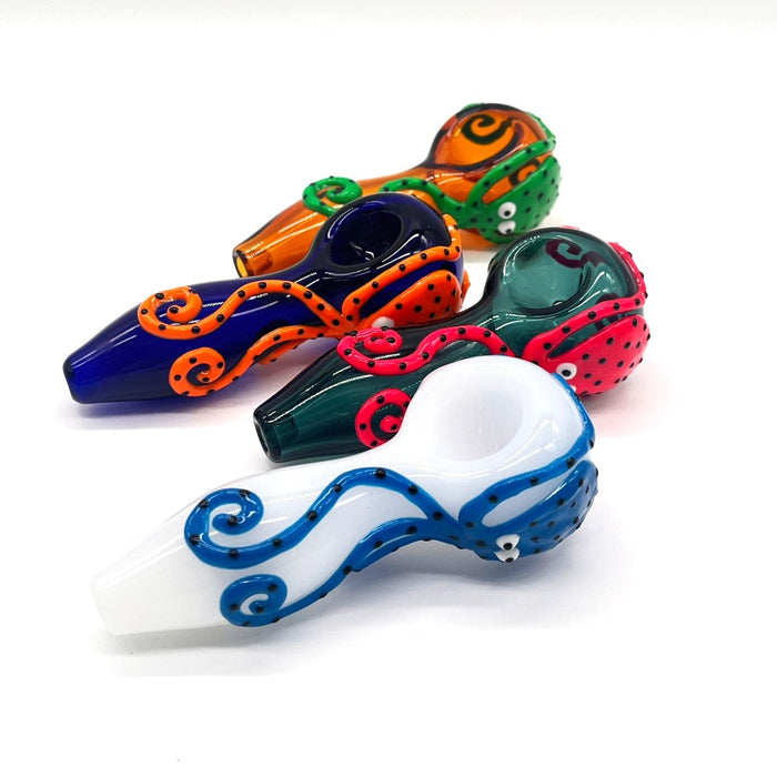 Octopus V2 Glow In The Dark Glass Smoking Spoon Hand Pipe Glass Pipe NIBO Distribution