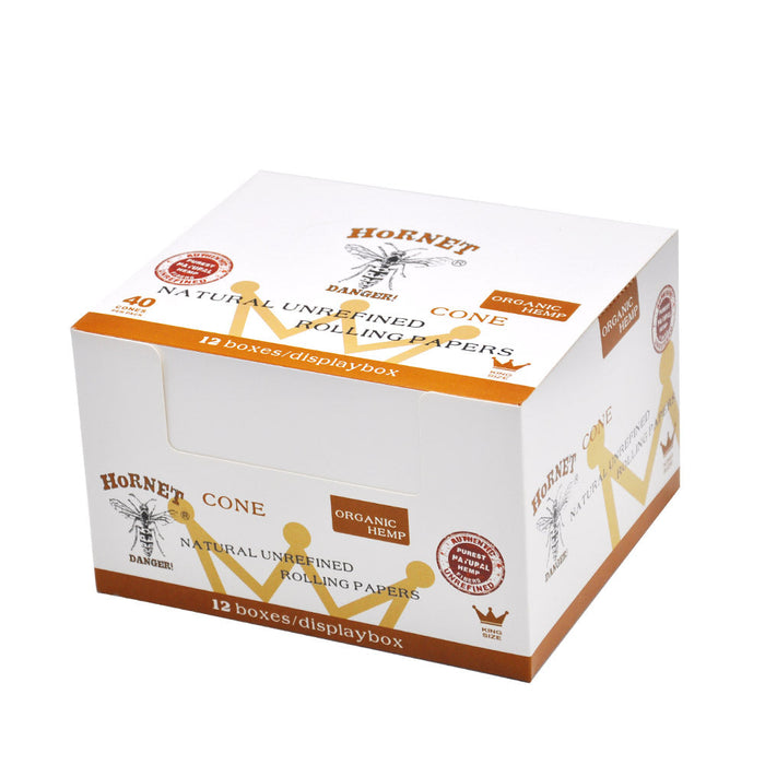 Hornet | Natural Unrefined King Size Pre Rolled Paper Cones Smoking White 40 Pack Cone Pre-rolled Cone (Display Pack) Super Supplys Inc