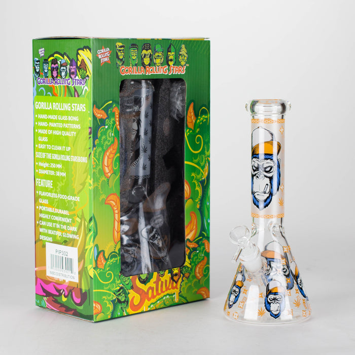 10" Gorilla Designs Glow In The Dark beaker bong In the Box [PIP302] Glass Bong NIBO Distribution