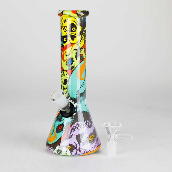 8" Glass Bong Multi Color Long Neck Flask Round Shaped [JBLX-01B] Glass Bong Canadian Distributor