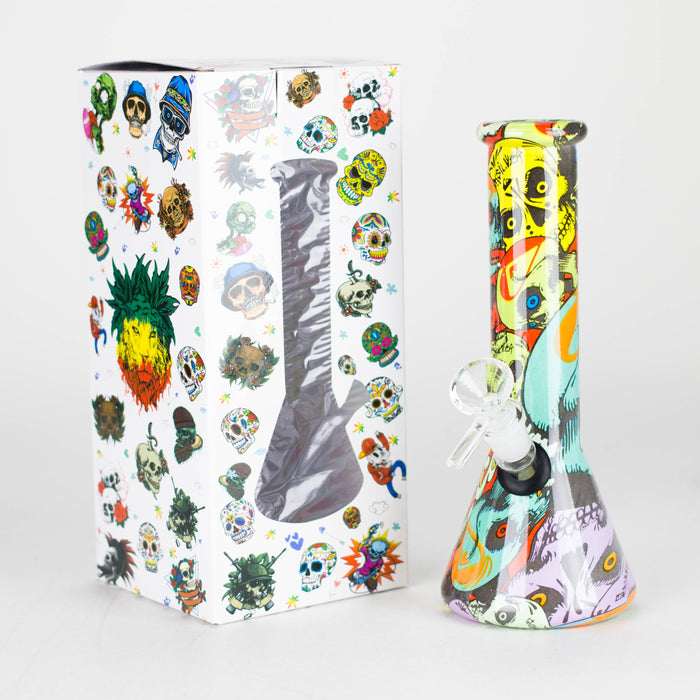 8" Glass Bong Multi Color Long Neck Flask Round Shaped [JBLX-01B] Glass Bong Canadian Distributor