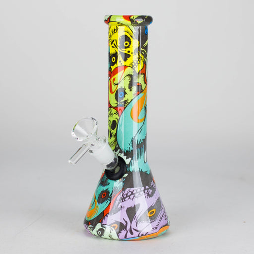 8" Glass Bong Multi Color Long Neck Flask Round Shaped [JBLX-01B] Glass Bong Canadian Distributor