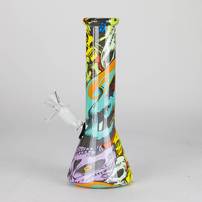 8" Glass Bong Multi Color Long Neck Flask Round Shaped [JBLX-01B] Glass Bong Canadian Distributor