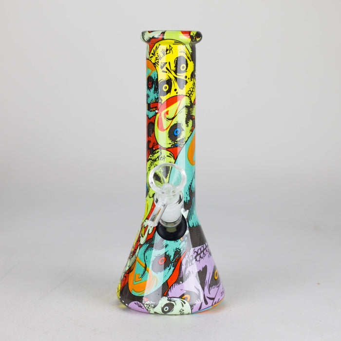 8" Glass Bong Multi Color Long Neck Flask Round Shaped [JBLX-01B] Glass Bong Canadian Distributor