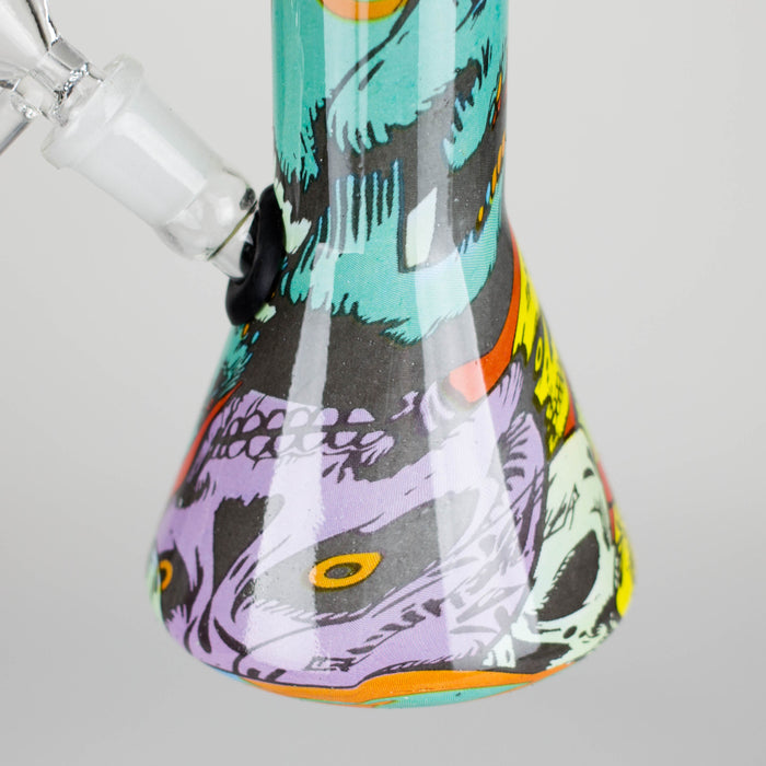 8" Glass Bong Multi Color Long Neck Flask Round Shaped [JBLX-01B] Glass Bong Canadian Distributor