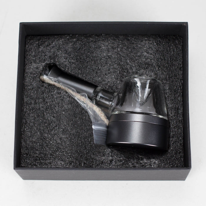 5" Pipe -Aluminum+Glass, Flat Base Black Color [YD2000] Glass Pipe Canadian Distributor