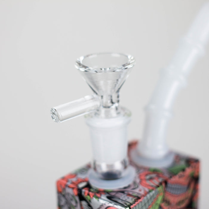 7" Glass Mini Bong Orange Skull Color Printed [JBLMIN-08-7A] Glass Bong Canadian Distributor