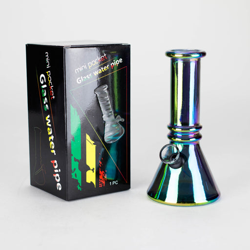 6" Skull Base Mini Glass Bong Metallic Finish Box of 10 [BLMIN-05-4] Glass Bong Canadian Distributor