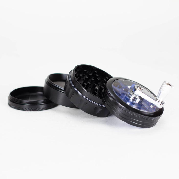 60mm 4 Part Grinder, With Grinding Gear on Top and Black Color [CN6402] Regular Grinder Canadian Distributor