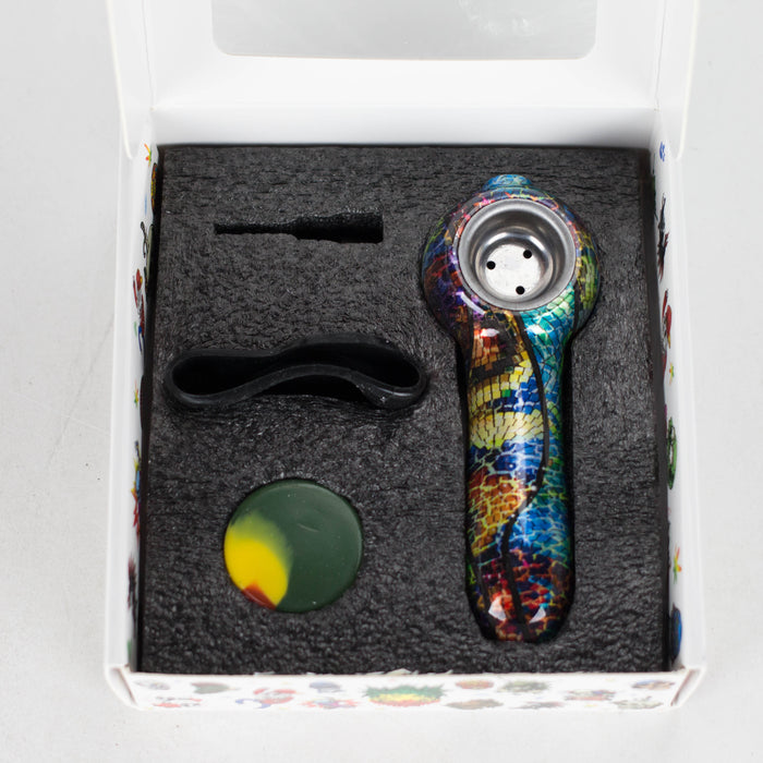 5" Pipe Metal Small Silicone Pill Case Inside - Rainbow [YD2083] Nectar Collector Canadian Distributor