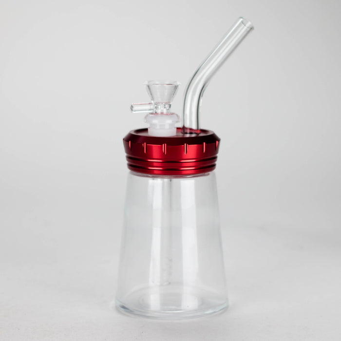 6" Glass Bong with Aluminum Cap [YD2092] Glass Bong Canadian Distributor Red