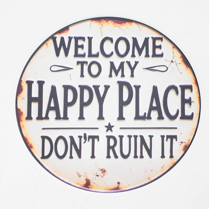 TRIM QUEEN | 420 VINTAGE ROUND SIGNS Flag · Sign Trim Queen WELCOME TO MY HAPPY PLACE