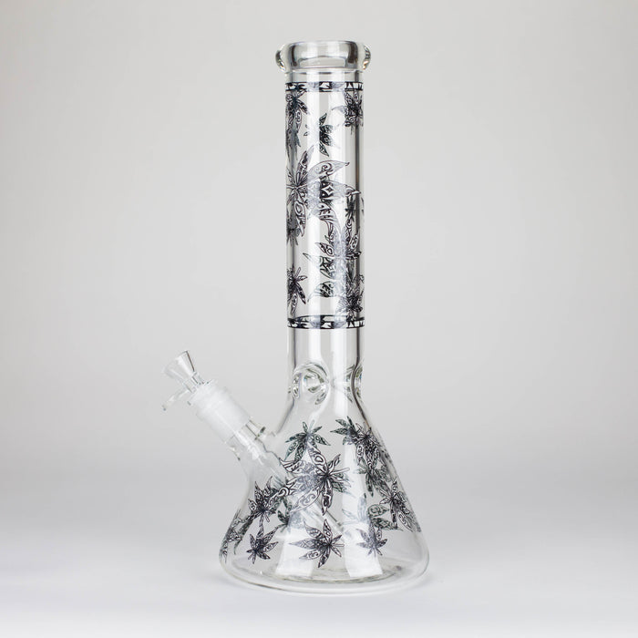 Karma | 14" Leaf Beaker Glow in the dark Glass Bong Glass Bong Maq Distributors