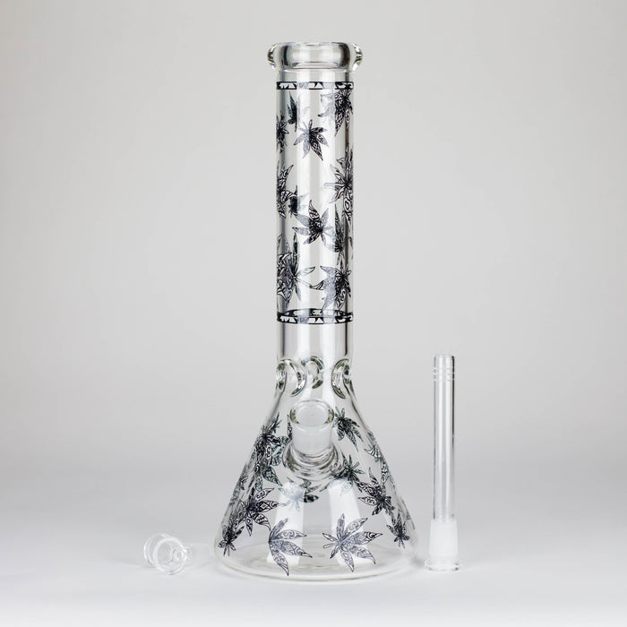 Karma | 14" Leaf Beaker Glow in the dark Glass Bong Glass Bong Maq Distributors
