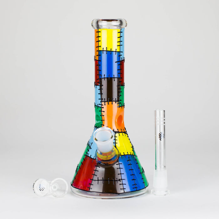 Karma | 9" Beaker Stitched Up Design Glass Bong Glass Bong Maq Distributors
