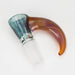 Shine Glassworks | 14mm 3 Hole Dichroic Bowl with coloured Horn - Made in Canada Bowl · Popper Smoking Cat Distribution Green & Amber