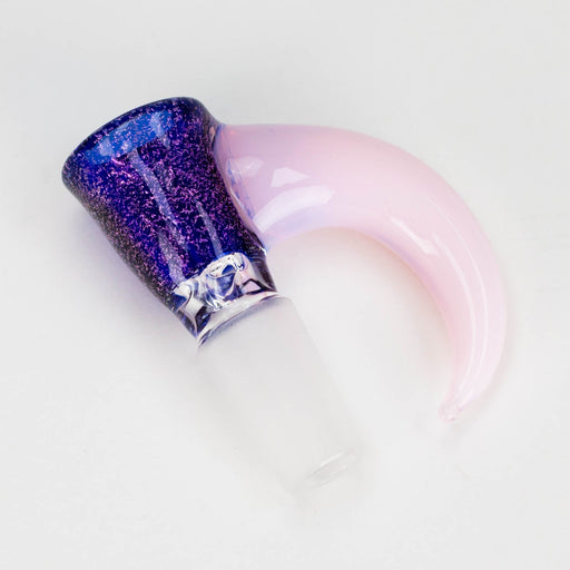 Shine Glassworks | 14mm 3 Hole Dichroic Bowl with coloured Horn - Made in Canada Bowl · Popper Smoking Cat Distribution Purple & Pink