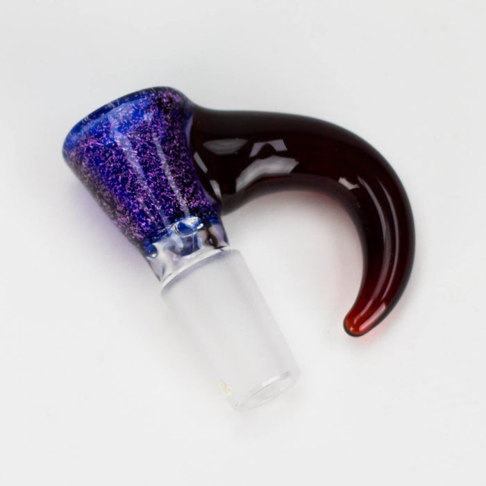 Shine Glassworks | 14mm 3 Hole Dichroic Bowl with coloured Horn - Made in Canada Bowl · Popper Smoking Cat Distribution Purple
