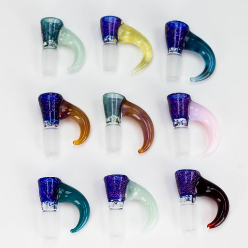 Shine Glassworks | 14mm 3 Hole Dichroic Bowl with coloured Horn - Made in Canada Bowl · Popper Smoking Cat Distribution