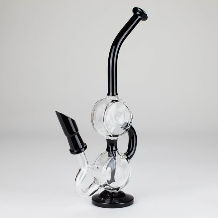 10" Dab Rig Recycler M14 - Black and Clear Glass Rig PINNACLE DISTRIBUTORS INC.