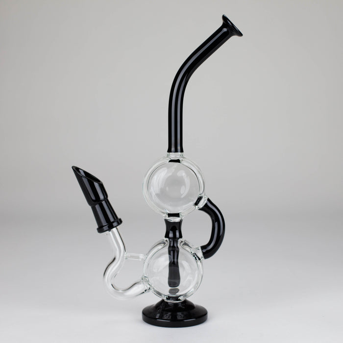 10" Dab Rig Recycler M14 - Black and Clear Glass Rig PINNACLE DISTRIBUTORS INC.