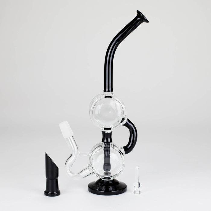 10" Dab Rig Recycler M14 - Black and Clear Glass Rig PINNACLE DISTRIBUTORS INC.