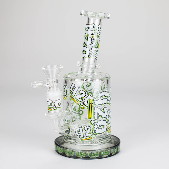 7" Color accented Glass Bong With Perc- 420 Special Edition Glass Bong 777 Smoke