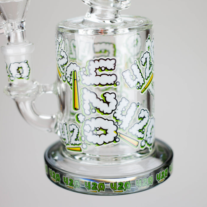 7" Color accented Glass Bong With Perc- 420 Special Edition Glass Bong 777 Smoke