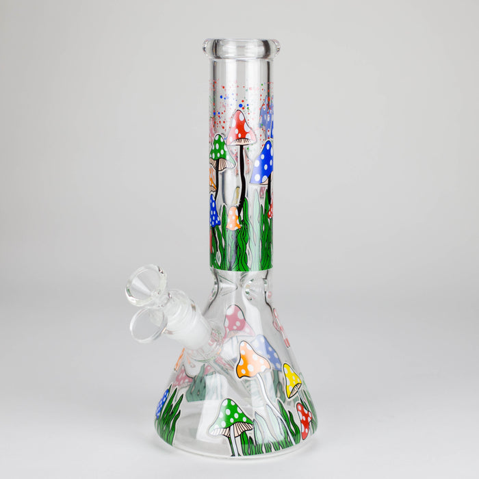 Z10" Glow in the dark Glass Bong With Mushroom Design Glass Bong 777 Smoke