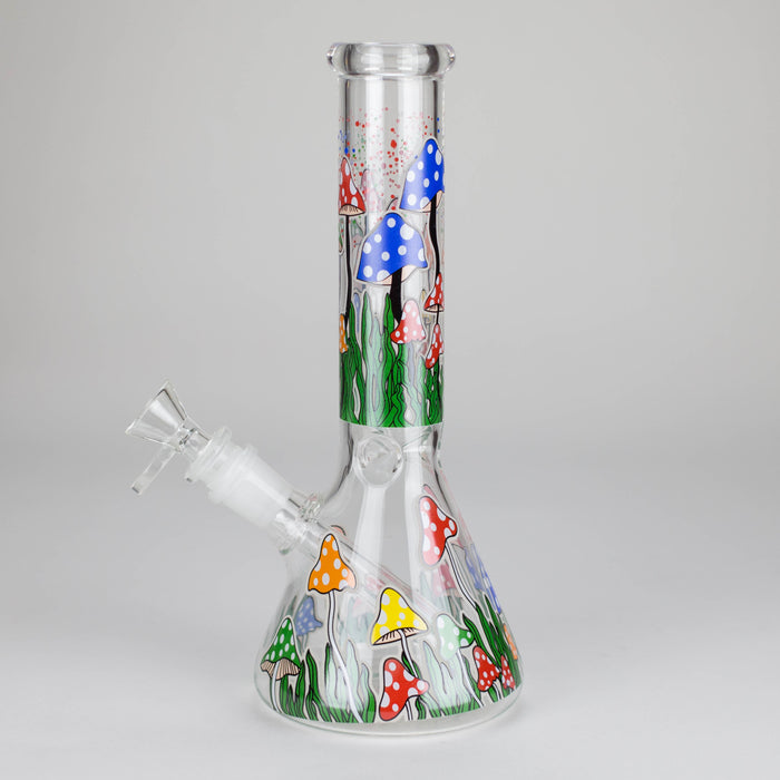Z10" Glow in the dark Glass Bong With Mushroom Design Glass Bong 777 Smoke
