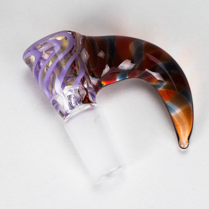 Shine Glassworks | 14mm 3 Hole Vacstack Bowl with Horn - Made in Canada Bowl · Banger · Oil Burner Smoking Cat Distribution Purple bowl with coloured horn