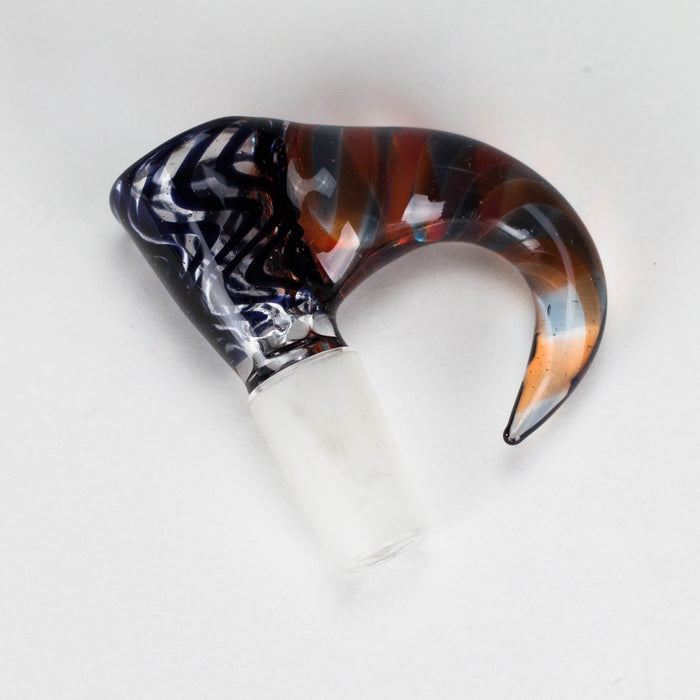 Shine Glassworks | 14mm 3 Hole Vacstack Bowl with Horn - Made in Canada Bowl · Banger · Oil Burner Smoking Cat Distribution Black Bowl with red/blue horns