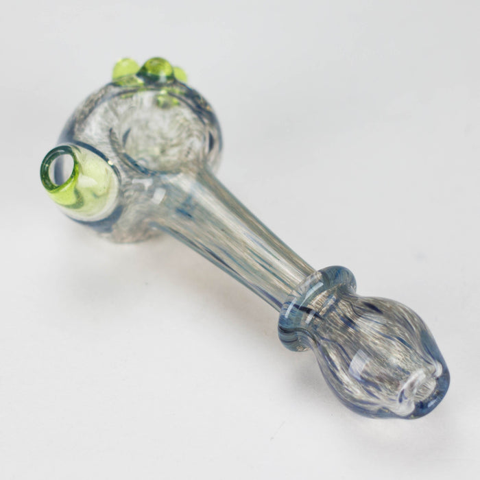 Shine Glassworks | Frit Maria Pipe - Made in Canada Glass Pipe Smoking Cat Distribution Clear with Green Accent