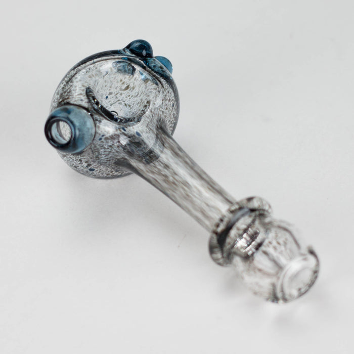 Shine Glassworks | Frit Maria Pipe - Made in Canada Glass Pipe Smoking Cat Distribution Clear with Blue Accent