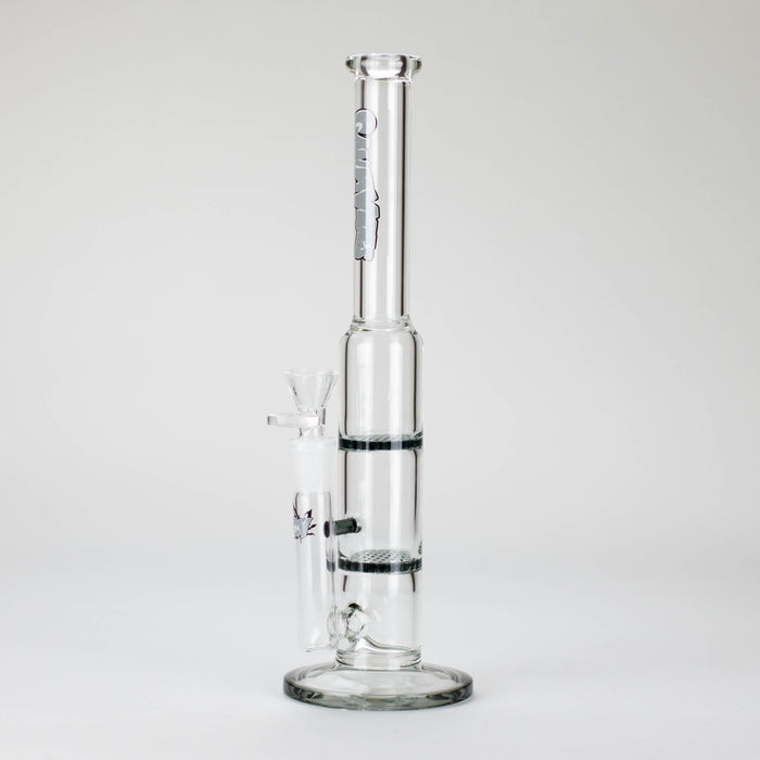Ganjavibes | 11" Double Honeycomb Percolator Glass Bong Glass Bong Maple Craft Inc Grey
