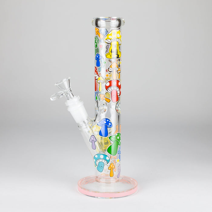 10" Glow in the dark Staight Tube Glass Bong With Flower Design Glass Bong 777 Smoke