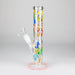 10" Glow in the dark Staight Tube Glass Bong With Flower Design Glass Bong 777 Smoke