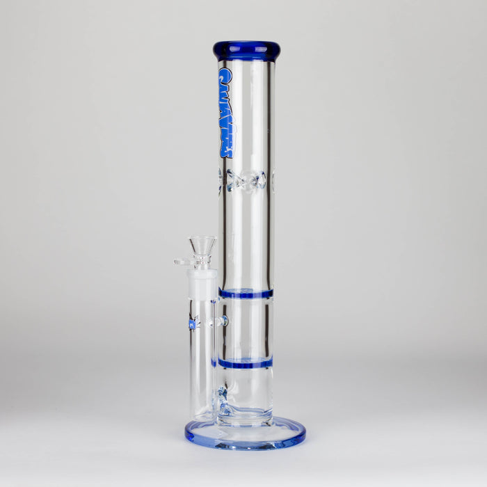 Ganjavibes | Honeycomb 14 Inches Two Disk Percolator Glass Bong By Irie Vibes Series Glass Bong Maple Craft Inc Blue