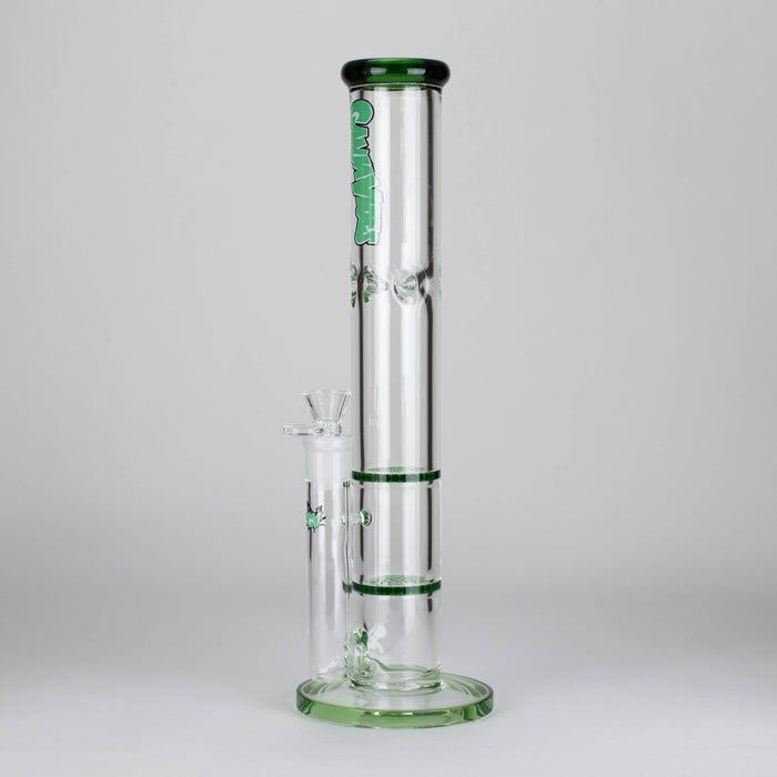 Ganjavibes | Honeycomb 14 Inches Two Disk Percolator Glass Bong By Irie Vibes Series Glass Bong Maple Craft Inc Green