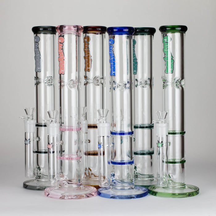 Ganjavibes | Honeycomb 14 Inches Two Disk Percolator Glass Bong By Irie Vibes Series Glass Bong Maple Craft Inc