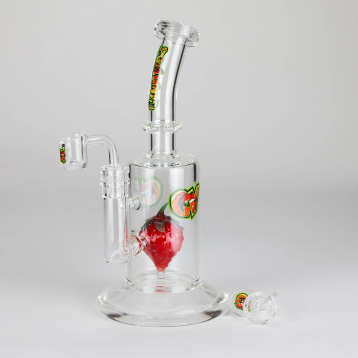 Ganjavibes | 8.5 inches Strawberry perc Waterpipe & Dabrig with Quartz Banger Glass Rig Maple Craft Inc