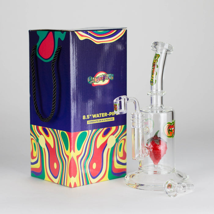 Ganjavibes | 8.5 inches Strawberry perc Waterpipe & Dabrig with Quartz Banger Glass Rig Maple Craft Inc