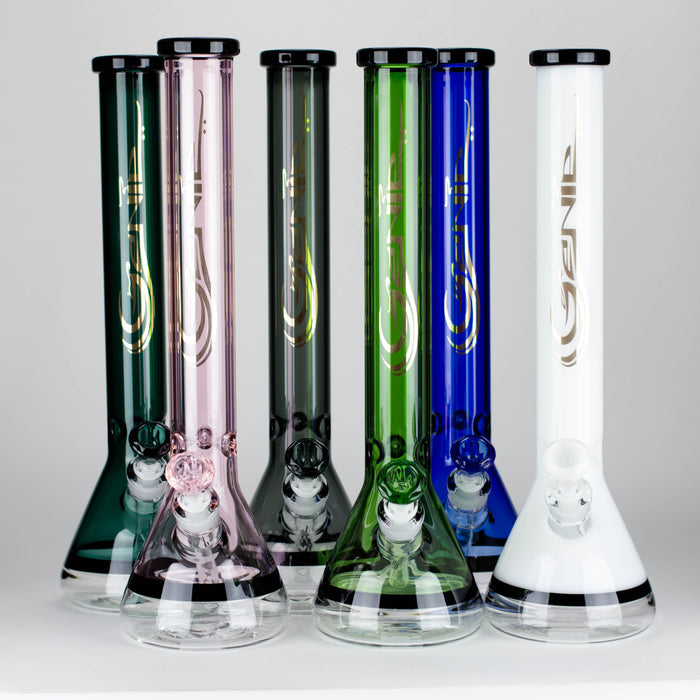 Genie | 18" 7 mm color-tube and clear-bottom beaker water bong [GE3110] Glass Bong ONE