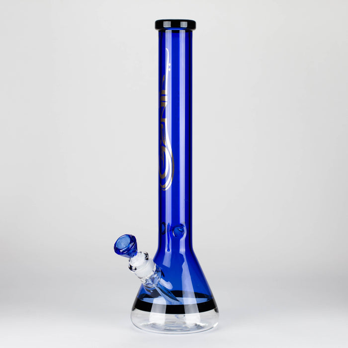 Genie | 18" 7 mm color-tube and clear-bottom beaker water bong [GE3110] Glass Bong ONE Blue