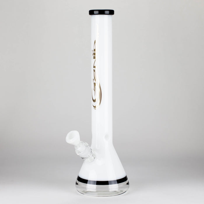 Genie | 18" 7 mm color-tube and clear-bottom beaker water bong [GE3110] Glass Bong ONE White