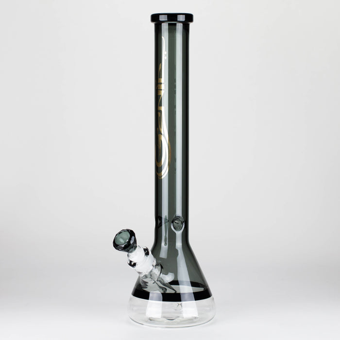 Genie | 18" 7 mm color-tube and clear-bottom beaker water bong [GE3110] Glass Bong ONE Grey