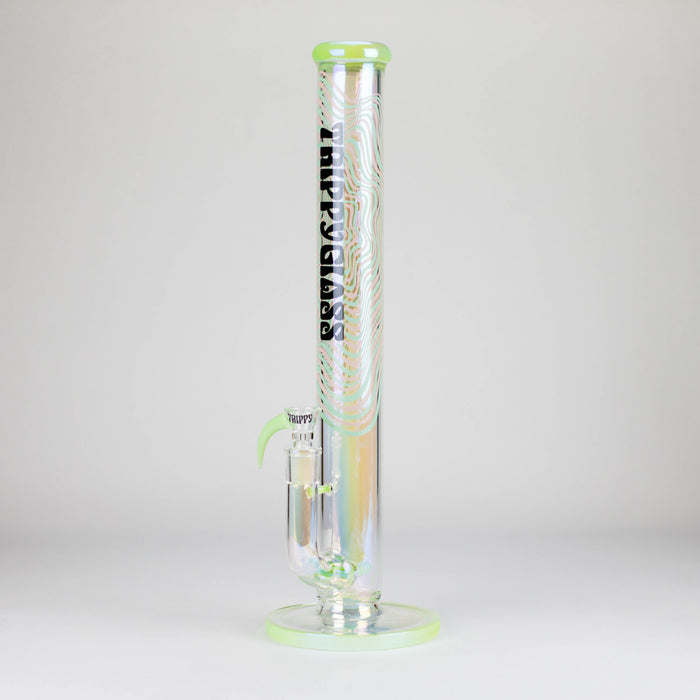 Trippy Glass | 17" Holographic Double Inline Straight Tube Glass Bong Glass Bong Small Biz Distributors Green