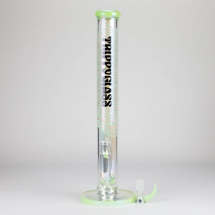 Trippy Glass | 17" Holographic Double Inline Straight Tube Glass Bong Glass Bong Small Biz Distributors