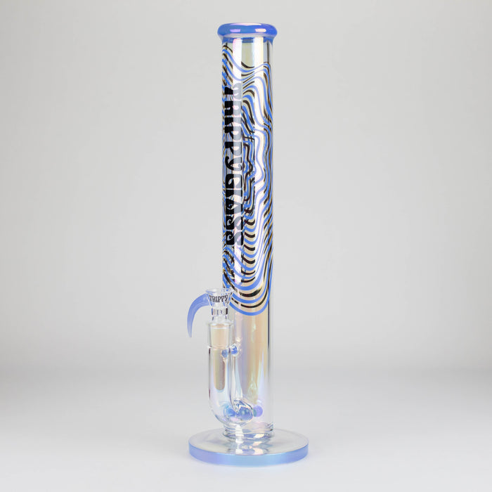 Trippy Glass | 17" Holographic Double Inline Straight Tube Glass Bong Glass Bong Small Biz Distributors Blue