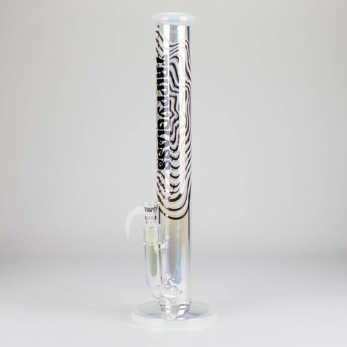 Trippy Glass | 17" Holographic Double Inline Straight Tube Glass Bong Glass Bong Small Biz Distributors White